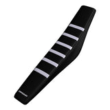 Kawasaki KLX110 02-25/KX65 00-25 WHITE/BLACK/BLACK Gripper Ribbed Seat Cover