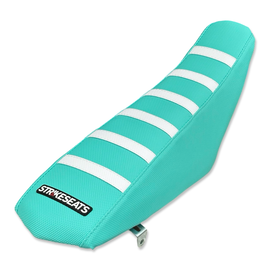 CRF110/125F 2019+ Teal W/White Ribs Tall Seat Assembly - Strike Seats