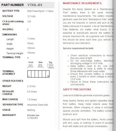 CRF150F/230F / TTR230 VTX5L-BS AGM Battery - SSB