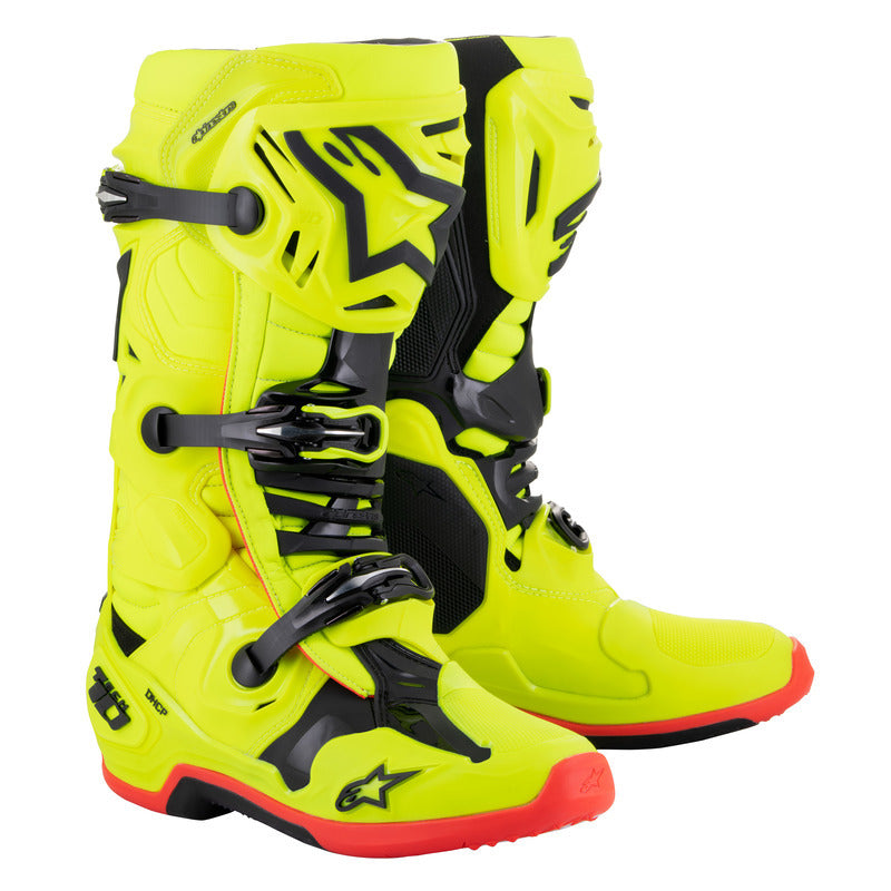 ALPINESTARS 2024 TECH 10 FLURO YELLOW/BLACK/FLURO RED BOOTS