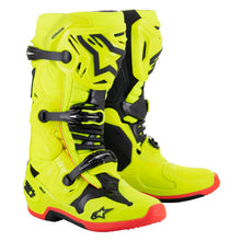 Load image into Gallery viewer, ALPINESTARS 2024 TECH 10 FLURO YELLOW/BLACK/FLURO RED BOOTS