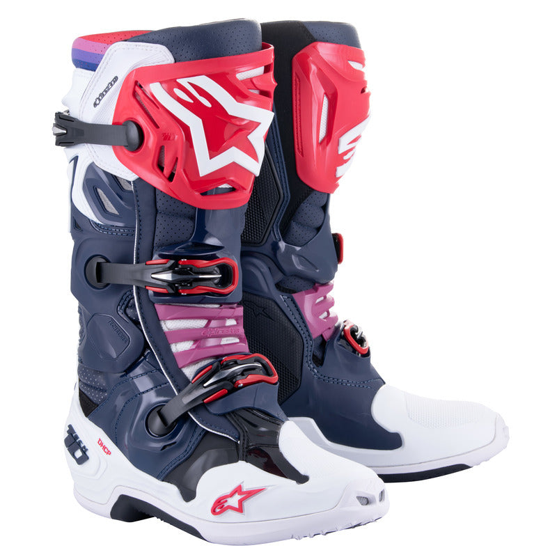 ALPINESTARS 2024 TECH 10 SUPERVENTED NIGHT NAVY/WHITE/RAINBOW BOOTS