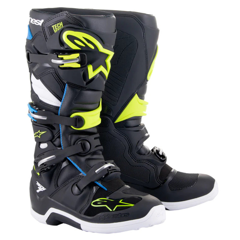 ALPINESTARS TECH 7 BLACK/ENAMEL/BLUE/FLURO YELLOW BOOTS