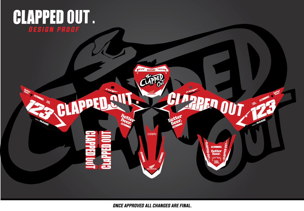 CRF110F 2019+ Graphics Kit | CLAPPED OUT - Red/White/Black