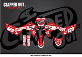 CRF110F 2019+ Graphics Kit | CLAPPED OUT - Red/White/Black