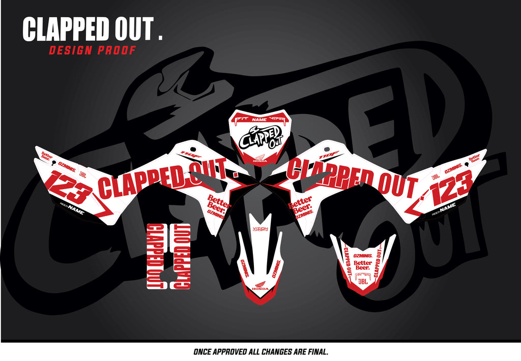 CRF110F 2019+ Graphics Kit | CLAPPED OUT - White/Red/Black