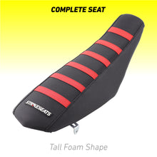 Load image into Gallery viewer, CRF110/125F 2019+ Black W/Red Ribs Tall Seat Assembly - Strike Seats