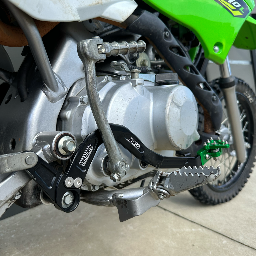 THRASHED MINIS EXTENDED REAR BRAKE PEDAL - KLX110 2010 - PRESENT