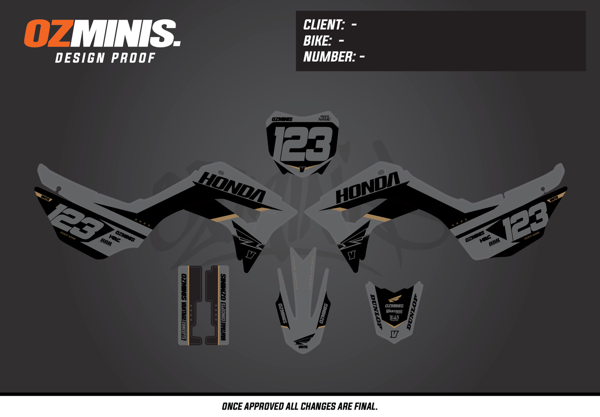CRF110 - BALLER GREY GRAPHICS KIT – Ozminis Motorsport
