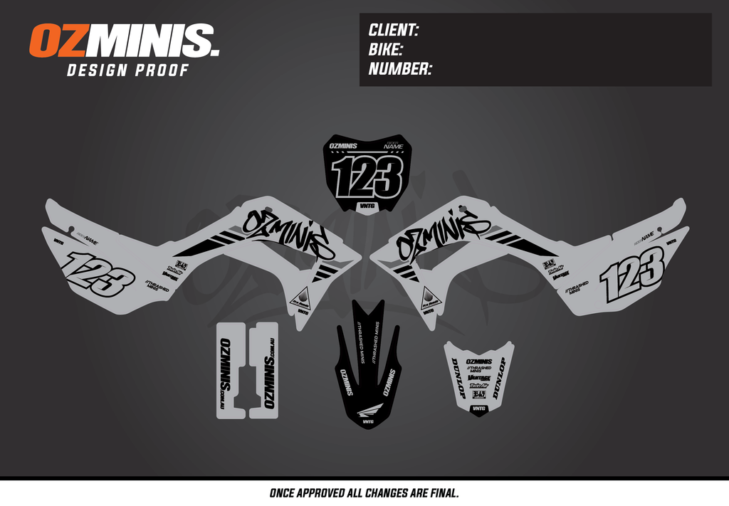 CRF110 - GRAFFITI GREY/BLACK GRAPHICS KIT