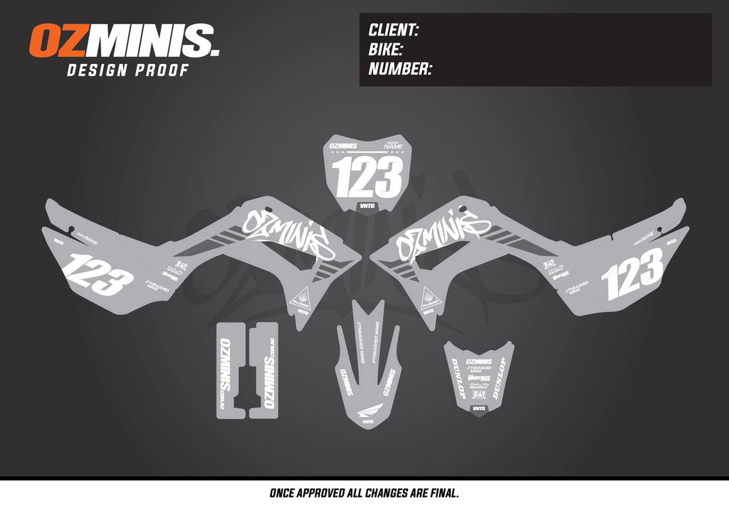 CRF110 - GRAFFITI GREY/WHITE GRAPHICS KIT