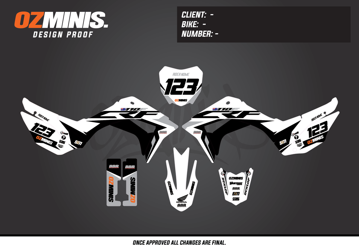 CRF110 - OG WHITE GRAPHICS KIT – Ozminis Motorsport