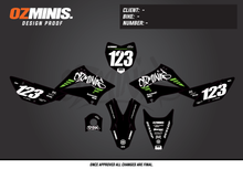 Load image into Gallery viewer, KLX110 - GRAFFITI BLACK/GREEN GRAPHICS KIT