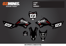 Load image into Gallery viewer, KLX110 - GRAFFITI BLACK/RED GRAPHICS KIT
