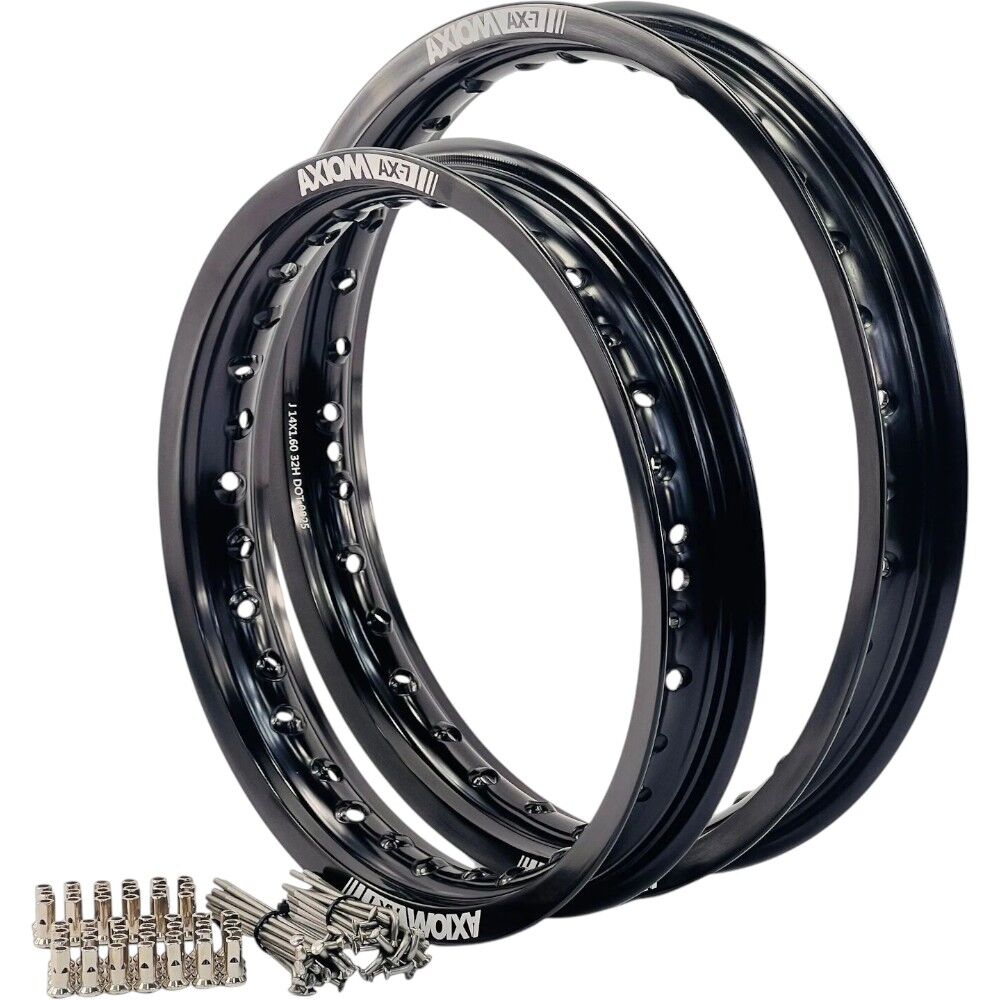 Kawasaki KLX110 14"/12" Rim & Spoke Kit Set - Axiom - Black