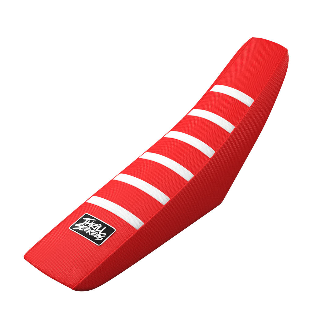 CRF110 / CRF125 2019+ THRILL SEEKERS RIBBED SEAT COVER - RED/WHITE